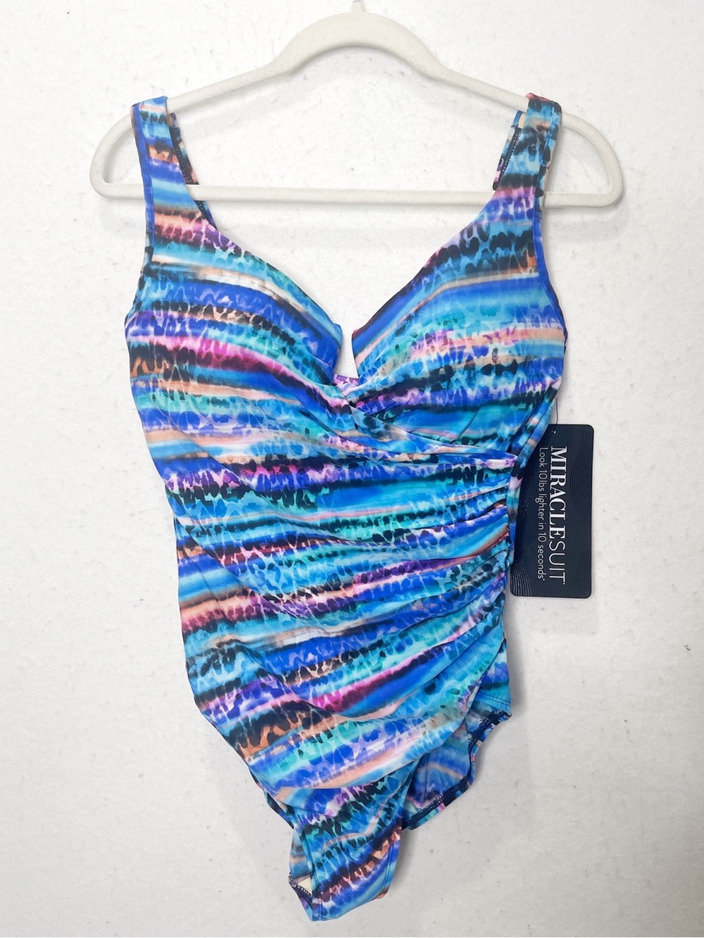 Miraclesuit One Piece Animal Spectrum Layered Escape Swimsuit Blue Tummy Control - Picture 2 of 8